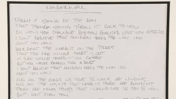 Oasis: Manuscrito con la letra de "Wonderwall" se subastó en una cifra millonaria